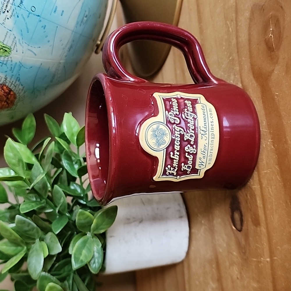 Burgundy Deneen pottery mug Embracing  Pines B&B